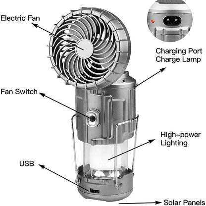 5-in-1 Solar Fan Lantern Portable LED Camping Lantern With Fan💡